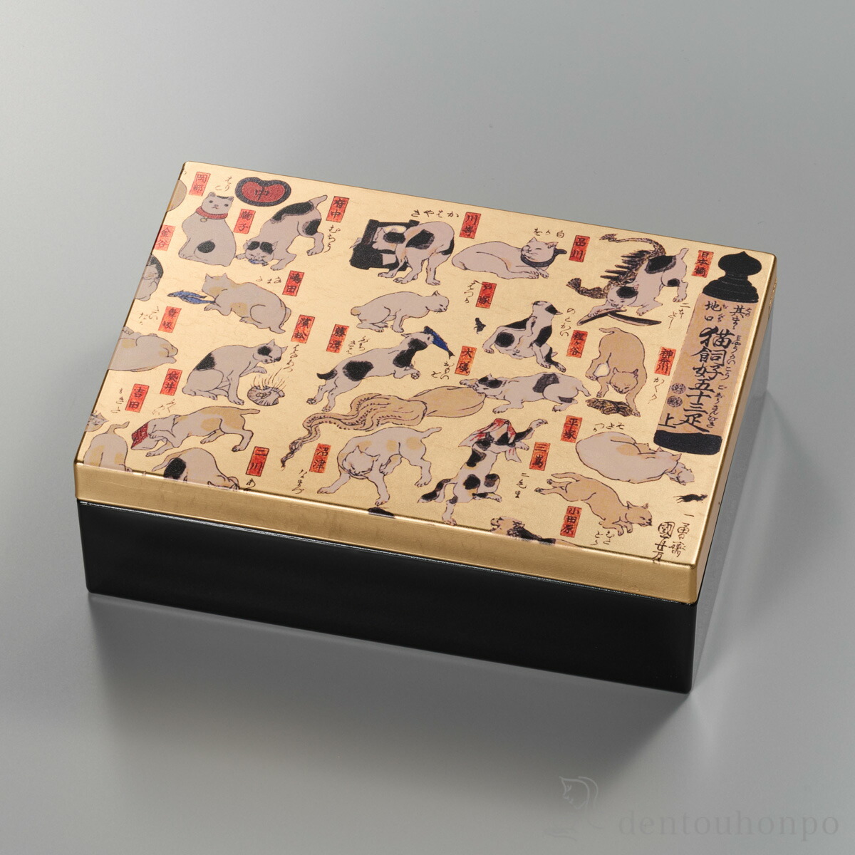 【送料無料】箔名画 アクセサリーボックス みゃう≪在庫確認後、1~3営業日で出荷≫ ( 箔一 アクセサリー入れ 収納ボックス ケース BOX 宝物 金沢金箔 )