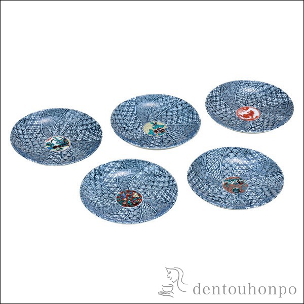 九谷焼 皿揃 時代絵 5号≪在庫確認後、通常即日で出荷≫ ( 時代絵 和食器セット お皿 揃える 食器 和食 九谷焼 )