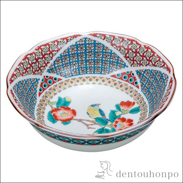 鉢 金小紋椿に鳥 6号≪13時まで即日出荷≫ ( 和食 セット おつまみ 朝食 煮物 母の日 初任給 プレゼント 九谷焼 )