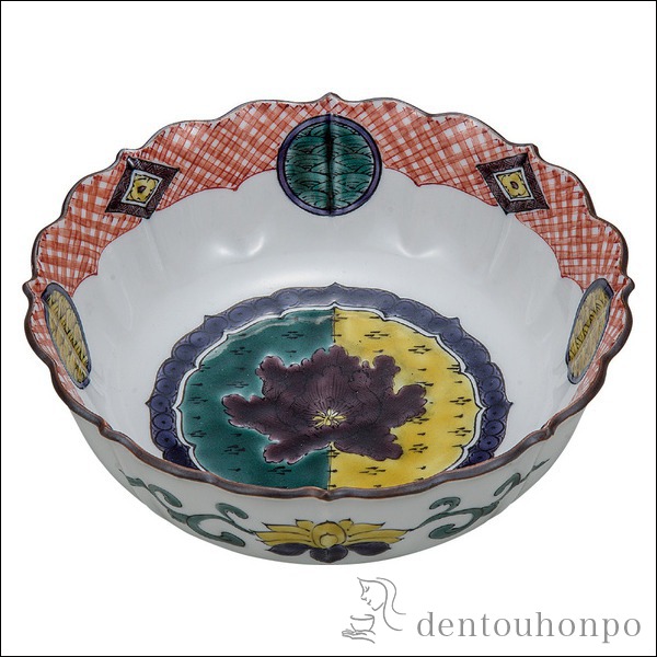 【送料無料】九谷焼 鉢 色絵牡丹文 6号≪在庫確認後、通常即日で出荷≫ ( 和食 セット おつまみ 朝食 煮物 九谷焼 )