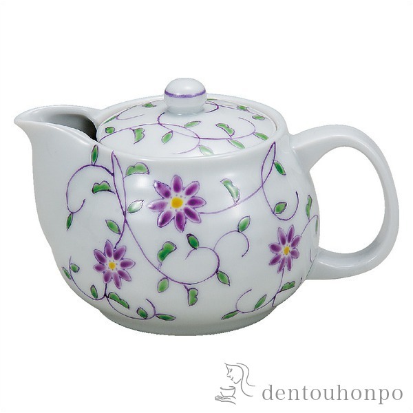 九谷焼 ポット急須 花唐草文 1個 網付≪在庫確認後、通常即日で出荷≫ ( ティーポット お茶 セット 日本茶 おすすめ 九谷焼 )