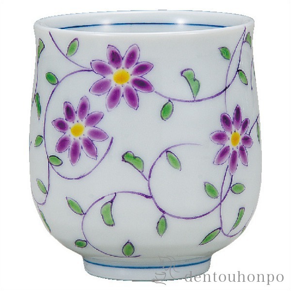 九谷焼 湯呑 花唐草文 1個≪在庫確認後、通常即日で出荷≫ ( 湯のみ ゆのみ 湯飲み セット プレゼント 九谷焼 )