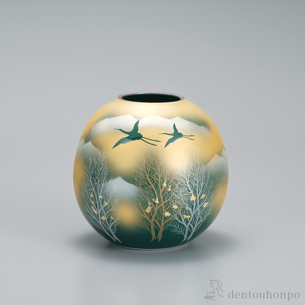 花瓶 金雲木立連山 5.5号≪在庫確認後、1~3営業日で出荷≫ ( 木札名入れ有料 ガラス フラワーベース 花器 一輪挿し おすすめ 九谷焼 )