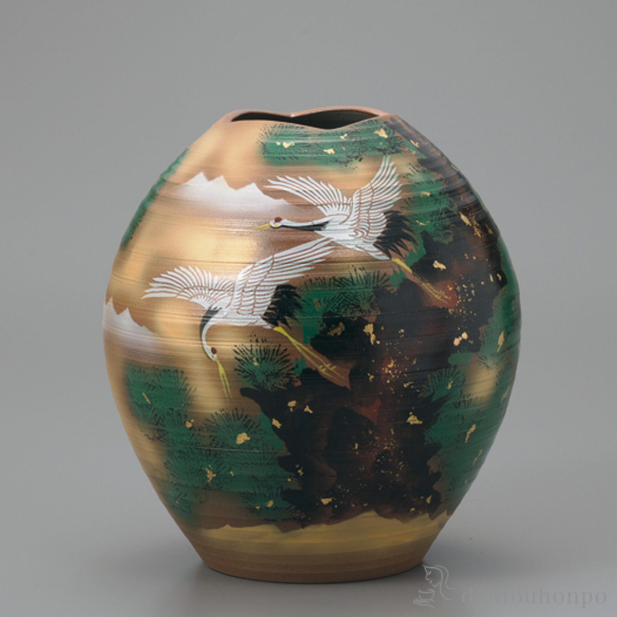 【送料無料】花瓶 松鶴 8.5号≪在庫確認後、1~3営業日で出荷≫ ( 木箱名入れ有料 木札名入れ有料 ガラス フラワーベース 花器 一輪挿し おすすめ 九谷焼 )