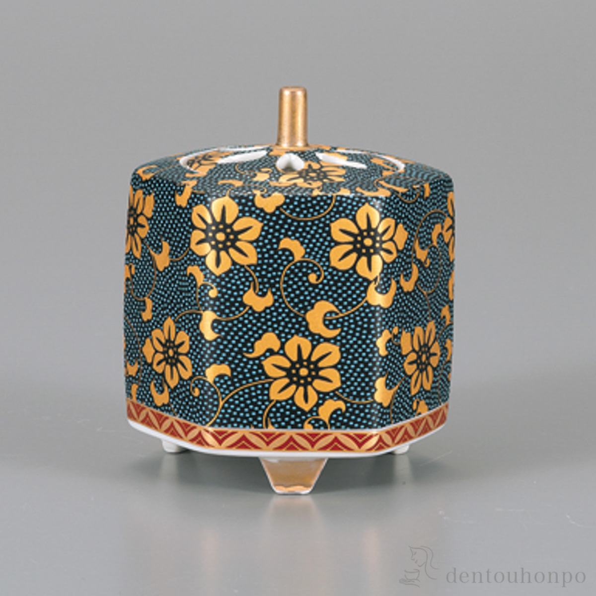 【送料無料】香炉 青粒鉄仙 3号≪在庫確認後、1~3営業日で出荷≫ ( 木箱名入れ有料 お香 線香 リラックス 仏具 人気 九谷焼 )