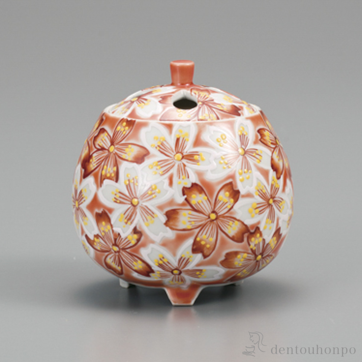 【送料無料】香炉 花紋 3.2号≪在庫確認後、1~3営業日で出荷≫ ( 木箱名入れ有料 お香 線香 リラックス 仏具 人気 九谷焼 )