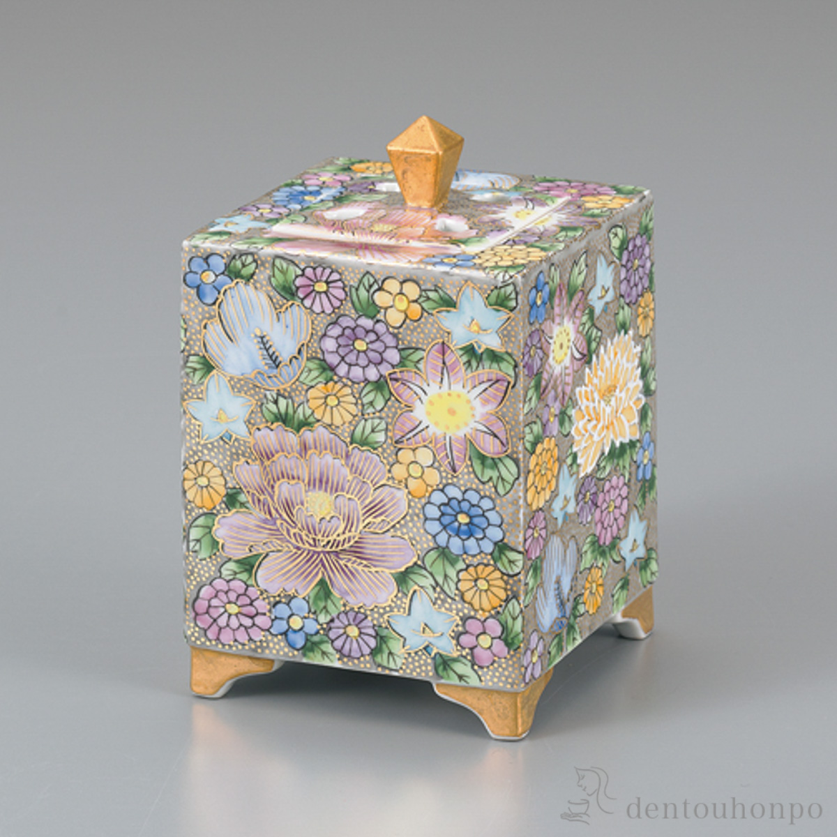 【送料無料】香炉 花詰 4号≪在庫確認後、1~3営業日で出荷≫ ( 木箱名入れ有料 お香 線香 リラックス 仏具 人気 九谷焼 )