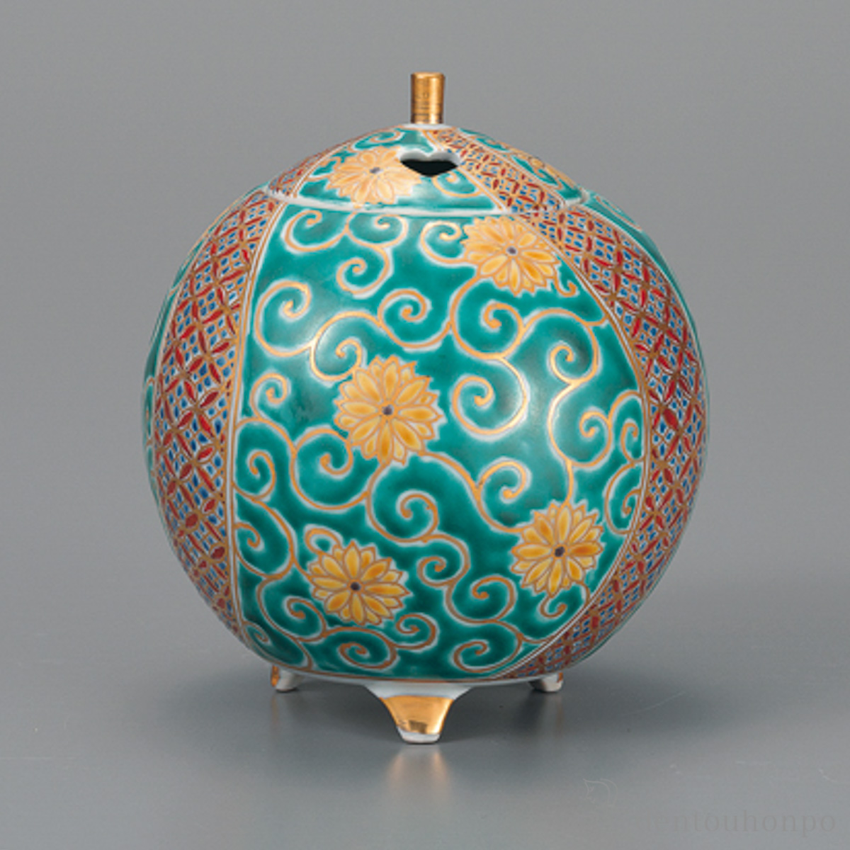 【送料無料】香炉 仁清宝尽くし 4.3号≪在庫確認後、1~3営業日で出荷≫ ( 木箱名入れ有料 お香 線香 リラックス 仏具 人気 九谷焼 )