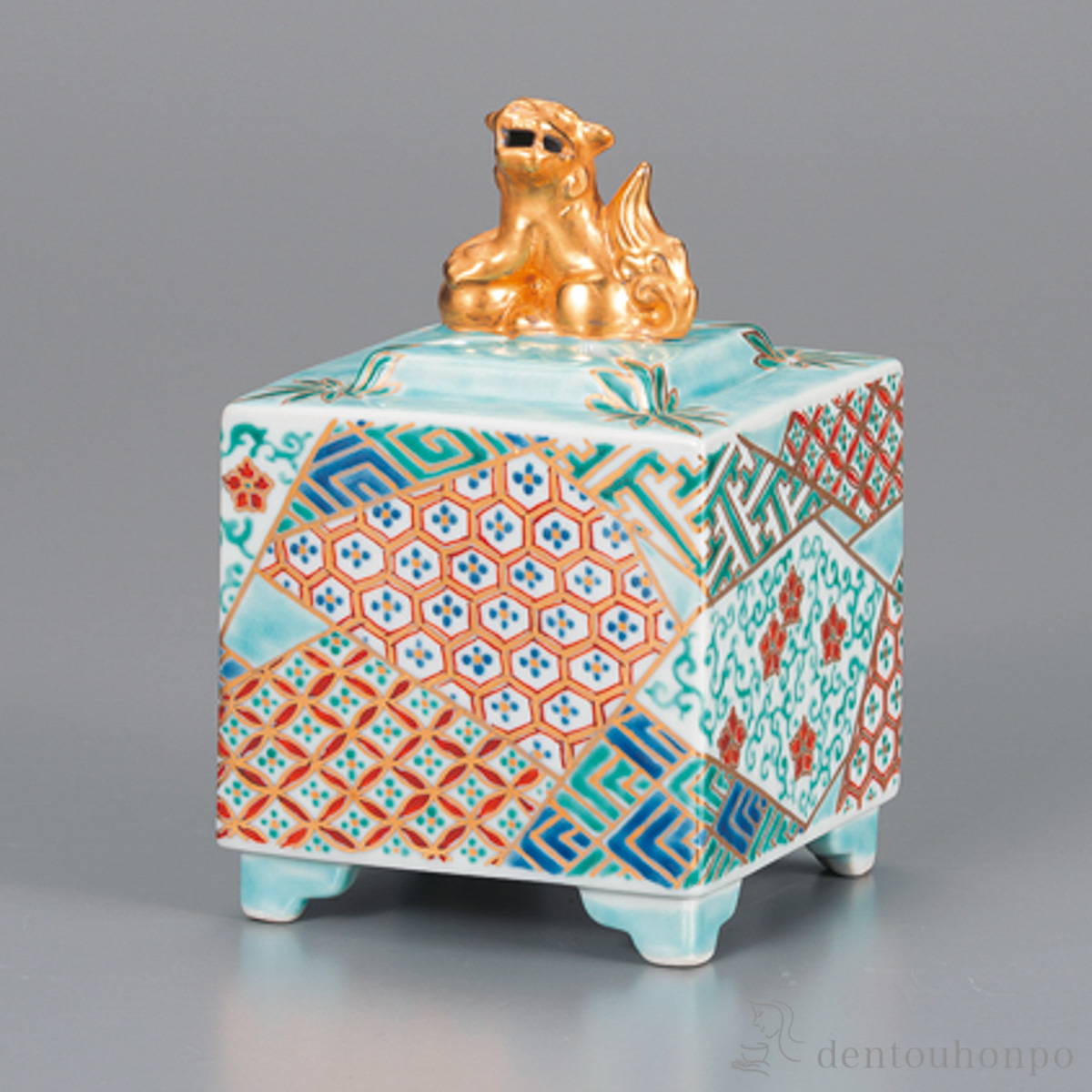 【送料無料】香炉 仁清風割取唐草小紋 4.5号≪在庫確認後、1~3営業日で出荷≫ ( 木箱名入れ有料 お香 線香 リラックス 仏具 人気 九谷焼 )