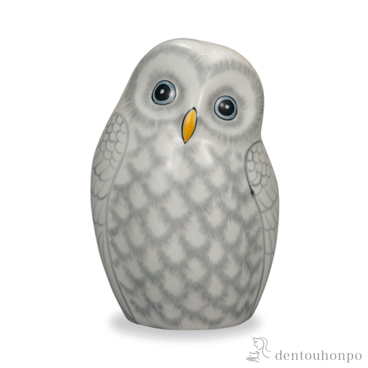 【送料無料】ふくろう 白盛彩 6号≪在庫確認後、1~3営業日で出荷≫ ( 木札名入れ有料 フクロウ 置物 玄関 風水 小物 九谷焼 )
