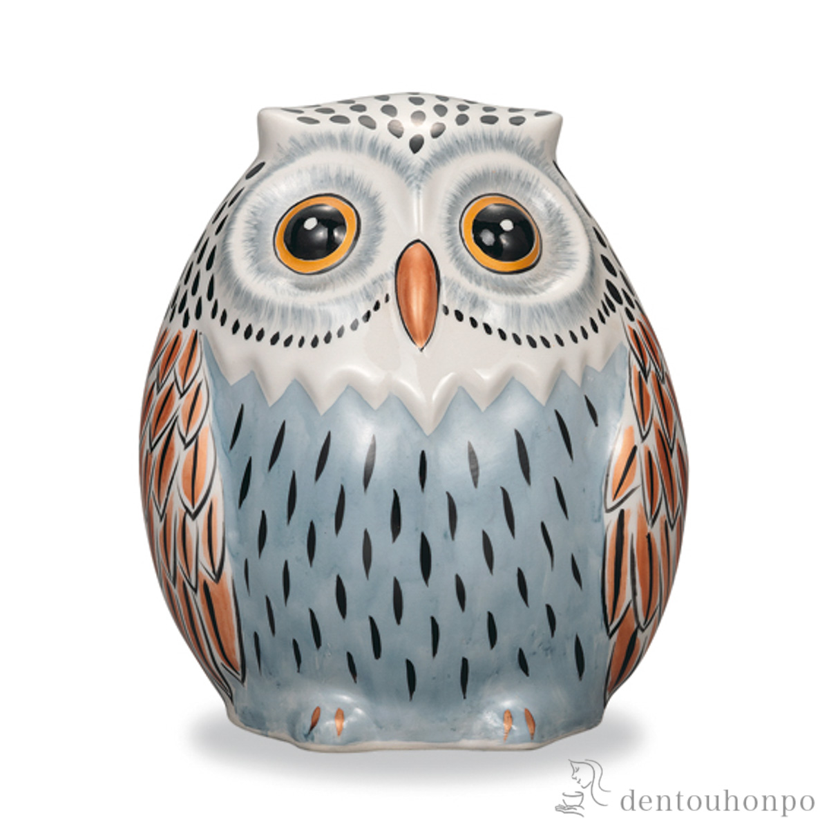 【送料無料】ふくろう 白盛彩 6.5号≪在庫確認後、1~3営業日で出荷≫ ( 木札名入れ有料 フクロウ 置物 玄関 風水 小物 九谷焼 )