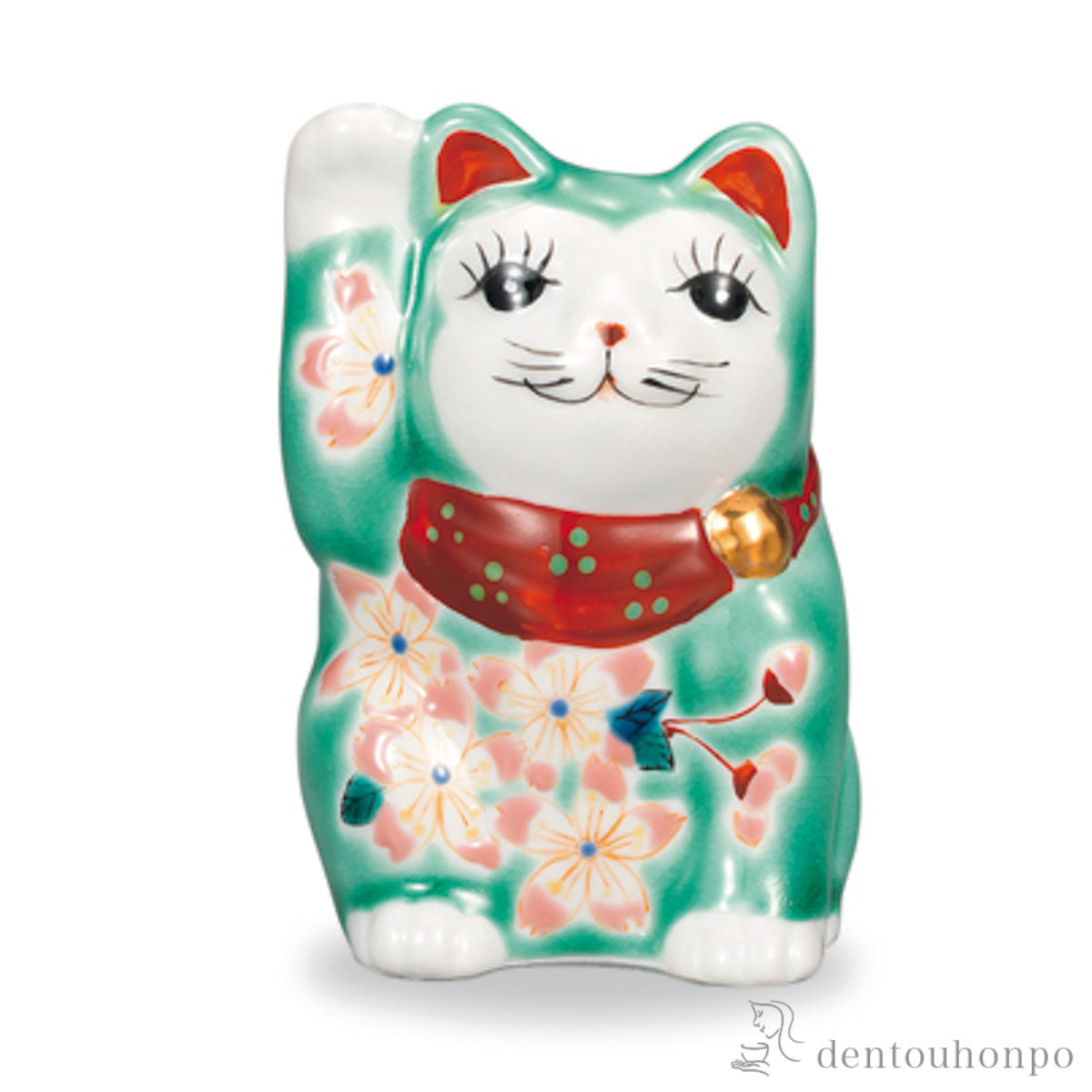 【送料無料】招き猫 右手 桜 3号≪在庫確認後、1~3営業日で出荷≫ ( 木札名入れ有料 初任給 プレゼント 父の日 置物 幸運 開運 まねきねこ 風水 九谷焼 )
