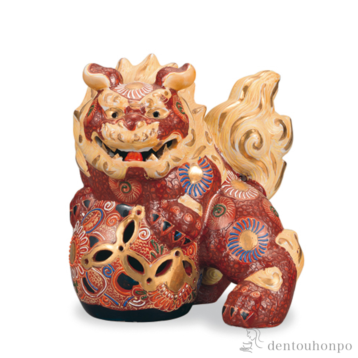 【送料無料】立獅子 盛 6.5号≪在庫確認後、1~3営業日で出荷≫ ( 木札名入れ有料 置物 玄関 受付 風水 幸運 九谷焼 )