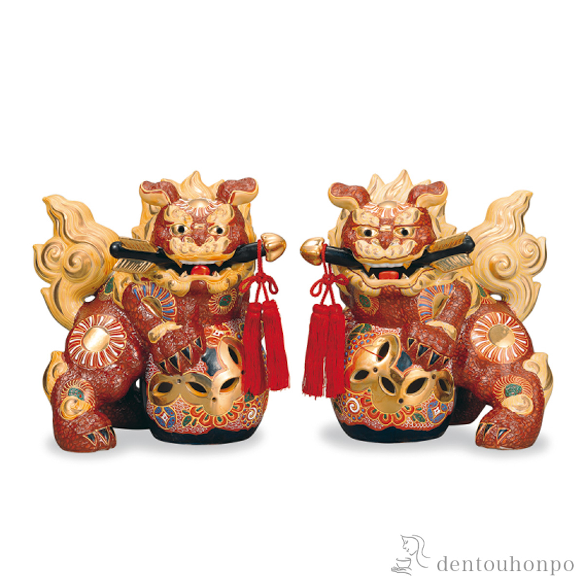 【送料無料】破魔矢対獅子 盛 6.5号≪在庫確認後、1~3営業日で出荷≫ ( 木札名入れ有料 置物 玄関 受付 風水 幸運 九谷焼 )