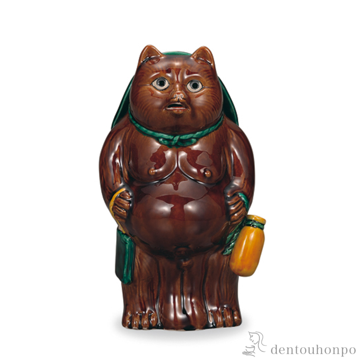 【送料無料】たぬき 交趾 8号≪在庫確認後、1~3営業日で出荷≫ ( 木札名入れ有料 置物 幸運 風水 縁起物 人気 九谷焼 )