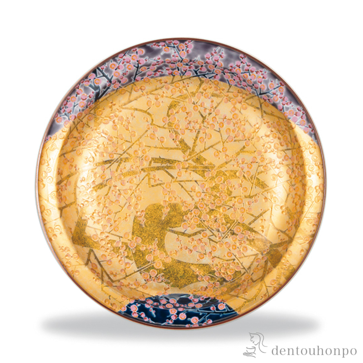 【送料無料】飾皿 梅樹 10.5号≪在庫確認後、1~3営業日で出荷≫ ( 木箱名入れ有料 木札名入れ有料 置物 飾皿 スタンド 絵皿 贈り物 九谷焼 )