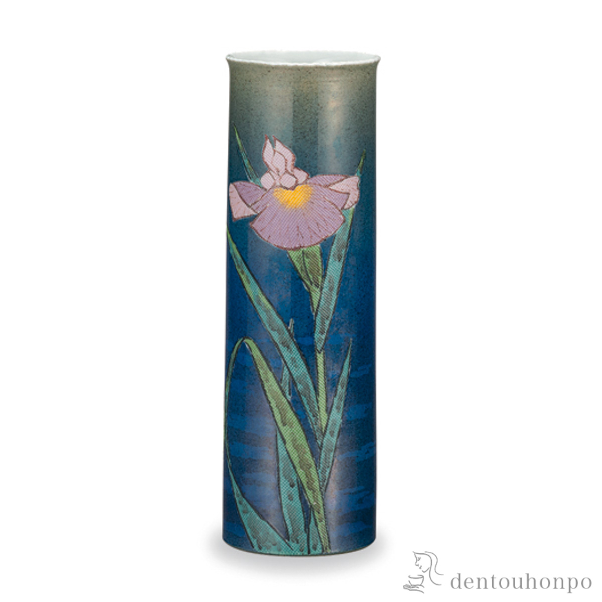 【送料無料】花生 布目あやめの図 9.5号≪在庫確認後、1~3営業日で出荷≫ ( 木箱名入れ有料 木札名入れ有料 ガラス フラワーベース 花器 一輪挿し おすすめ 九谷焼 )