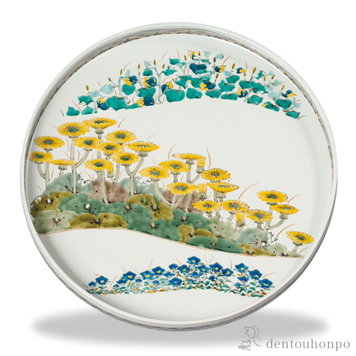 【送料無料】飾皿 野道 15号≪在庫確認後、1~3営業日で出荷≫ ( 木箱名入れ有料 木札名入れ有料 置物 飾皿 スタンド 絵皿 贈り物 九谷焼 )