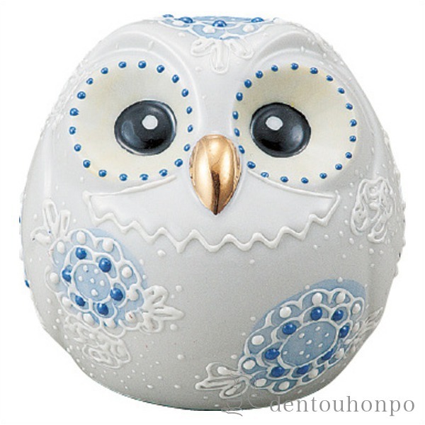 【送料無料】九谷焼 ふくろう 白盛 2.2号≪注文後に商品取り寄せ、後日納期連絡致します≫ ( ふくろう 盛 木札名入れ有料 退職祝い 定年 フクロウ 置物 玄関 風水 小物 九谷焼 )