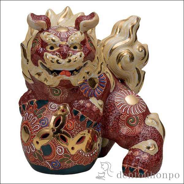 【送料無料】九谷焼 獅子 盛 6.5号≪在庫確認後、通常即日で出荷≫ ( 木札名入れ有料 置物 玄関 受付 風水 幸運 九谷焼 )