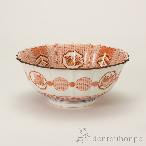 【送料無料】九谷焼 菓子鉢 赤絵唐子文 限定品≪在庫確認後、通常即日で出荷≫ ( 木箱名入れ有料 置物 飾皿 スタンド 絵皿 贈り物 九谷焼 )