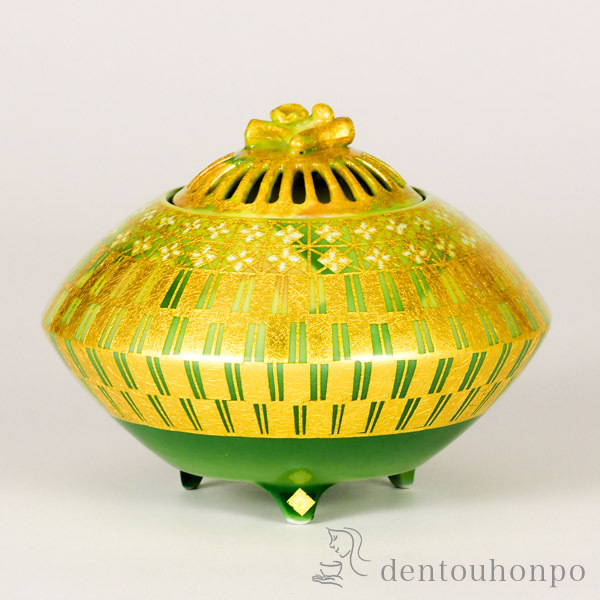 【送料無料】九谷焼 香炉 金箔釉彩 4号≪在庫確認後、通常即日で出荷≫ ( 木箱名入れ有料 木札名入れ有料 お香 線香 リラックス 仏具 人気 九谷焼 )