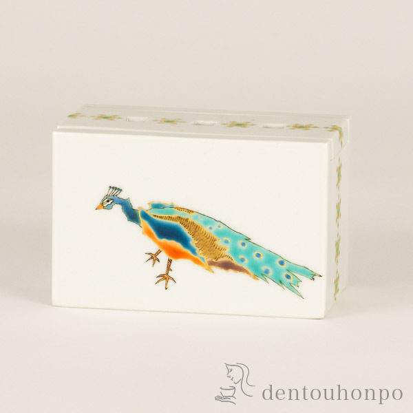 【送料無料】九谷焼 香器 孔雀≪在庫確認後、通常即日で出荷≫ ( 木箱名入れ有料 木札名入れ有料 お香 線香 リラックス 仏具 人気 九谷焼 )