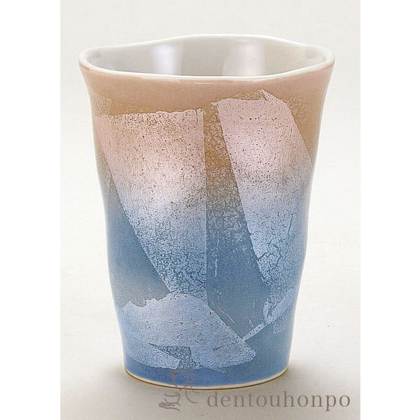 【送料無料】九谷焼 カップ 銀彩 紫青色 大≪在庫確認後、通常即日で出荷≫ ( 焼酎グラス ビアカップ ビールグラス フリーカップ グラス 九谷焼 )