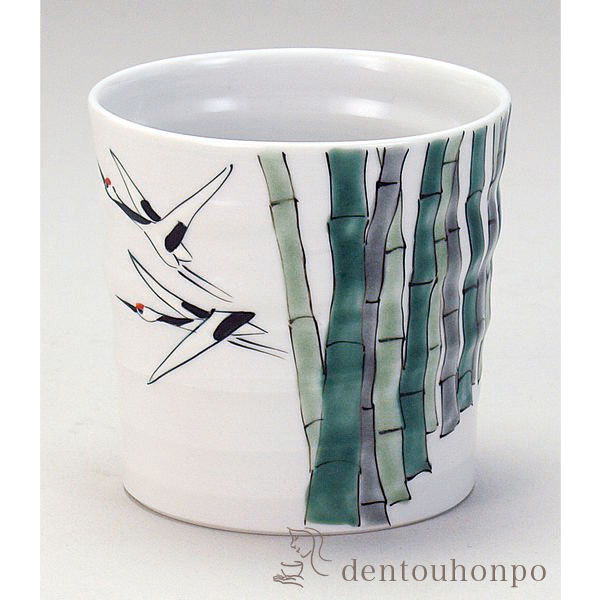 【送料無料】九谷焼 ロックカップ 白九 竹鶴≪在庫確認後、通常即日で出荷≫ ( 焼酎カップ ビールカップ 保温 保冷 人気 九谷焼 )