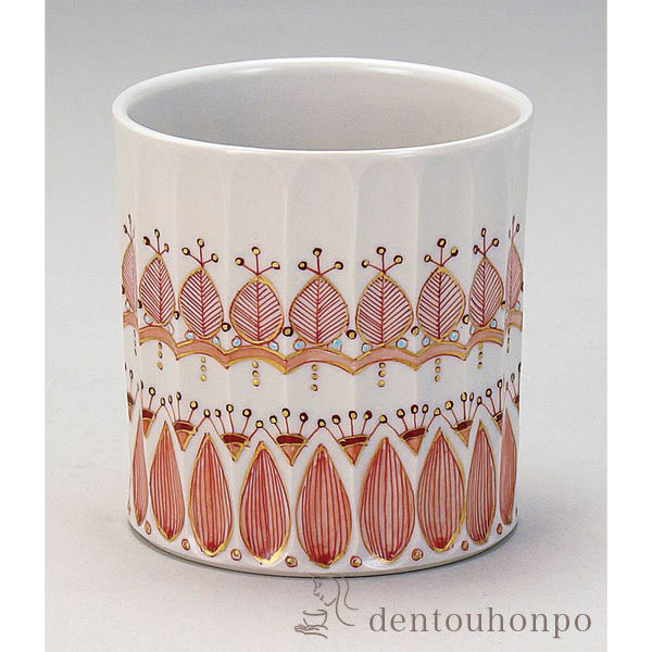 【送料無料】九谷焼 ロックカップ 白九 赤絵ゴーランド≪在庫確認後、通常即日で出荷≫ ( 焼酎カップ ビールカップ 保温 保冷 人気 九谷焼 )