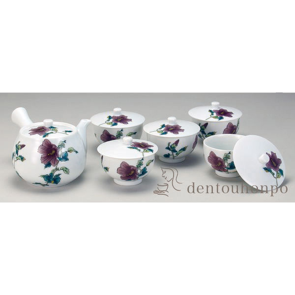 【送料無料】九谷焼 蓋付茶器 木槿≪注文後に商品取り寄せ、後日納期連絡致します≫ ( 退職祝い 定年 茶器セット 急須 湯呑み 日本茶 中国茶 九谷焼 )