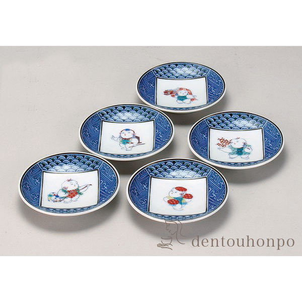 九谷焼 皿揃 染小紋わらべ 3.3号≪在庫確認後、通常即日で出荷≫ ( 和食器セット お皿 揃える 食器 和食 九谷焼 )