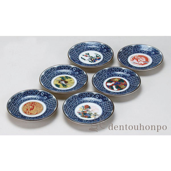 【送料無料】九谷焼 皿 時代絵 3.3号 6P≪在庫確認後、通常即日で出荷≫ ( 時代絵 和食器セット お皿 揃える 食器 和食 九谷焼 )