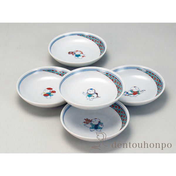 【送料無料】九谷焼 皿揃 小紋わらべ 4号≪在庫確認後、通常即日で出荷≫ ( 和食器セット お皿 揃える 食器 和食 九谷焼 )