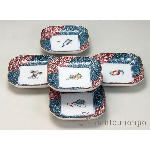 九谷焼 皿揃 小紋思い出 4号≪在庫確認後、通常即日で出荷≫ ( 和食器セット お皿 揃える 食器 和食 九谷焼 )