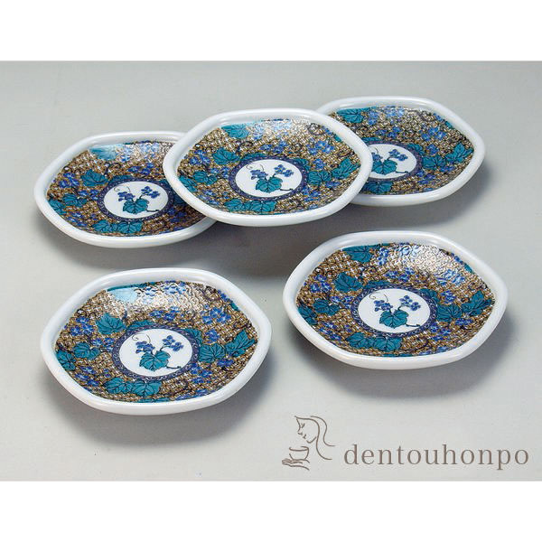 【送料無料】九谷焼 皿揃 吉田屋 5号≪在庫確認後、通常即日で出荷≫ ( 和食器セット お皿 揃える 食器 和食 九谷焼 )