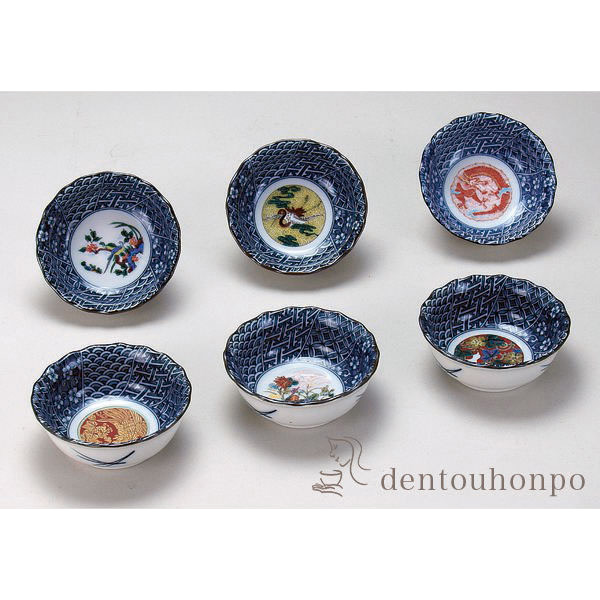 【送料無料】九谷焼 小鉢揃 時代絵 3号 6P≪在庫確認後、通常即日で出荷≫ ( 時代絵 和食器セット 小鉢 揃える 食器 和食 九谷焼 )