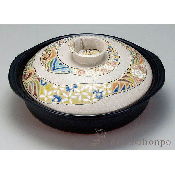 【送料無料】九谷焼 土鍋 渦唐草 9号≪在庫確認後、通常即日で出荷≫ ( ご飯 炊飯 ごはん おかゆ おすすめ 九谷焼 )