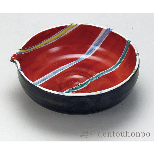 【送料無料】九谷焼 片口鉢 内赤絵十草文 6.5号≪在庫確認後、通常即日で出荷≫ ( 和窯 和食 セット おつまみ 朝食 煮物 九谷焼 )