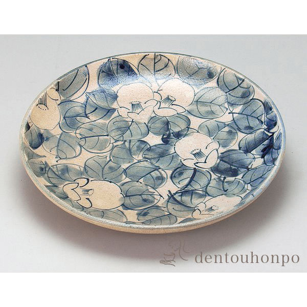 【送料無料】九谷焼 皿 染付椿 9号≪在庫確認後、通常即日で出荷≫ ( 和窯 盛皿 プレート セット 食器 パーティー 九谷焼 )