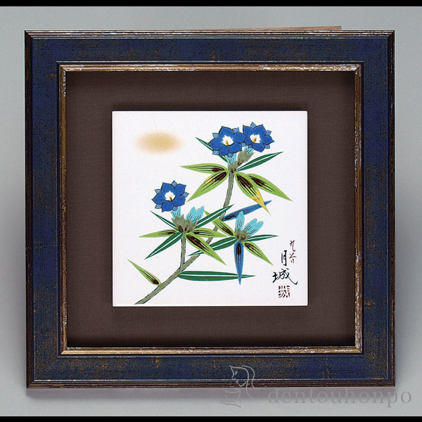 【送料無料】九谷焼 陶額 リンドウ≪在庫確認後、1~3営業日で出荷≫ ( 置物 額飾り 陶板 陶板画 法人 アートパネル 九谷焼 )