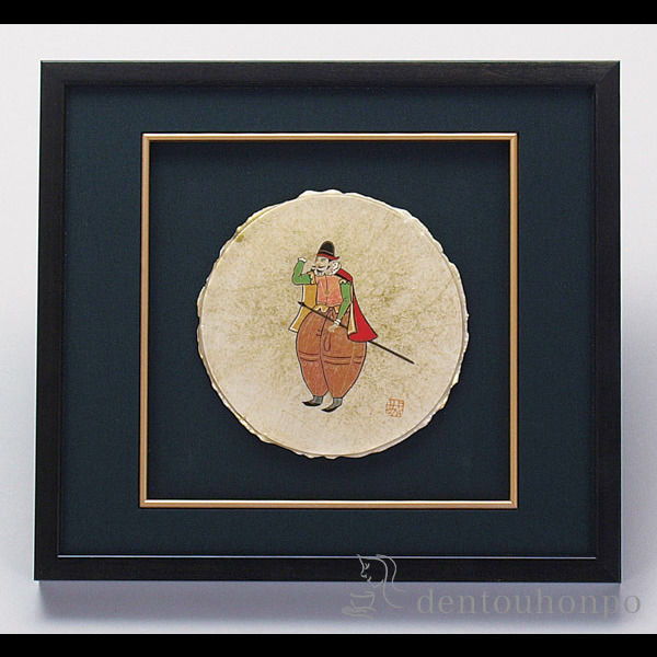 【送料無料】九谷焼 陶額 金箔異邦人 ガラス付≪在庫確認後、1~3営業日で出荷≫ ( 置物 額飾り 陶板 陶板画 法人 アートパネル 九谷焼 )