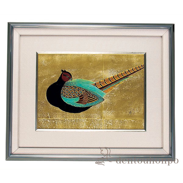 【送料無料】九谷焼 陶額 金箔彩きじ ガラス付≪在庫確認後、1~3営業日で出荷≫ ( お祝い 取引先 周年記念 創立記念 竣工記念 アートパネル 九谷焼 )