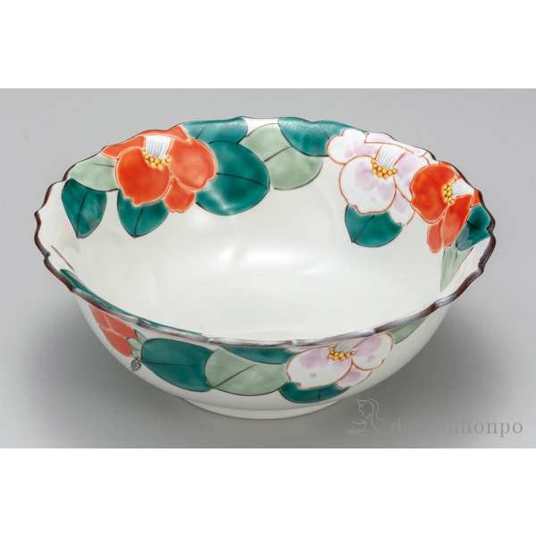 【送料無料】九谷焼 鉢 紅白椿 7.5号≪在庫確認後、通常即日で出荷≫ ( 和食 セット おつまみ 朝食 煮物 九谷焼 )