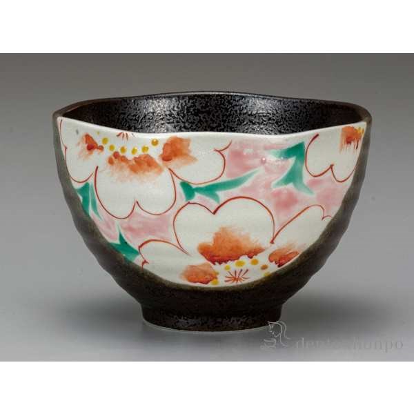 【送料無料】九谷焼 茶漬碗 花文（ピンク）≪在庫確認後、通常即日で出荷≫ ( どんぶり 食器 器 親子丼 しらす丼 九谷焼 )