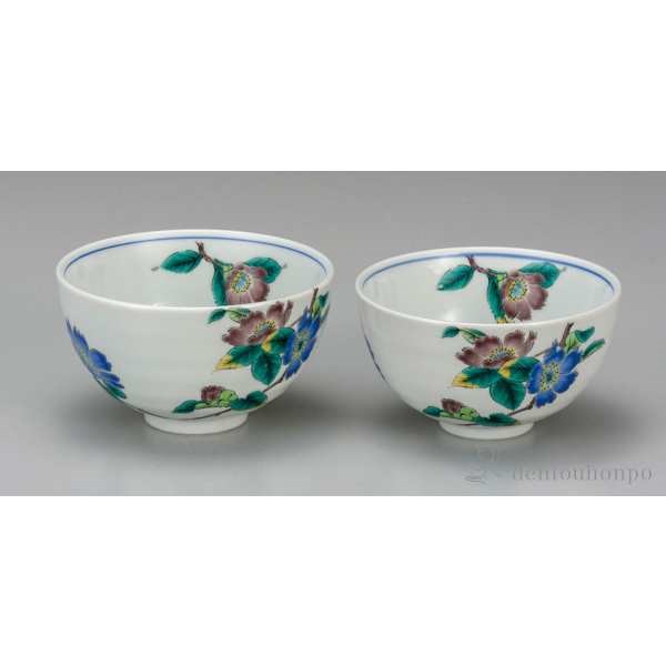 九谷焼 組飯碗 山茶花 ペア≪在庫確認後、通常即日で出荷≫ ( ギフト プレゼント ご飯茶碗 結婚祝い おすすめ セット 九谷焼 )