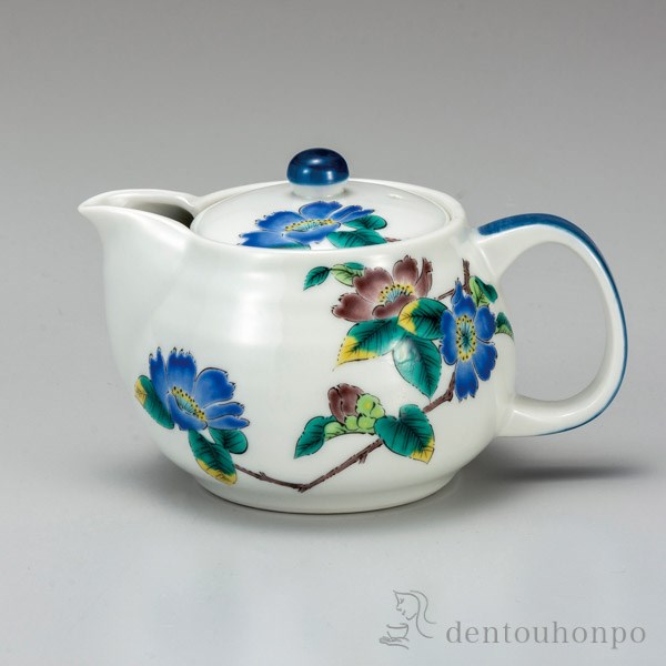 【送料無料】九谷焼 ポット急須 山茶花 網付≪在庫確認後、通常即日で出荷≫ ( ティーポット お茶 セット 日本茶 おすすめ 九谷焼 )