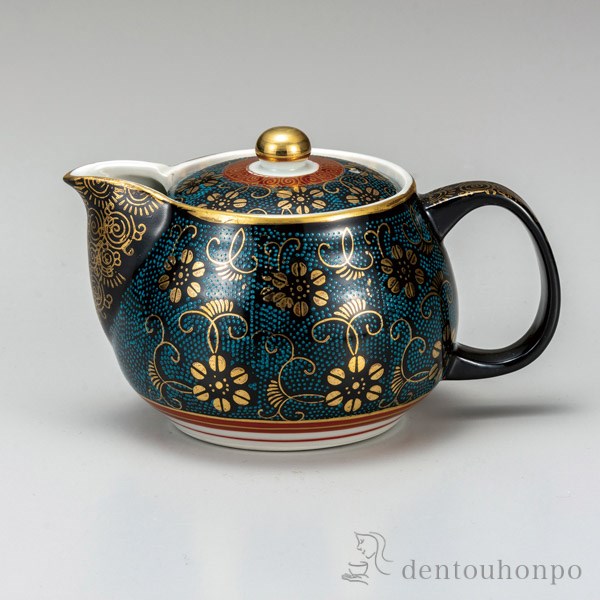 九谷焼 ポット急須 青粒鉄仙 網付≪在庫確認後、通常即日で出荷≫ ( ティーポット お茶 セット 日本茶 おすすめ 九谷焼 )