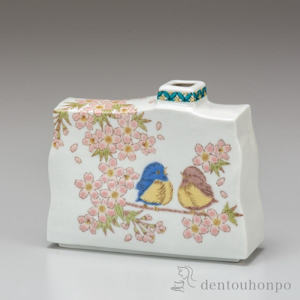 【送料無料】九谷焼 一輪生 花すずめ 5号≪注文後に商品取り寄せ、後日納期連絡致します≫ ( 木札名入れ有料 退職祝い 定年 花瓶 おしゃれ 花器 フラワーベース おすすめ 九谷焼 )