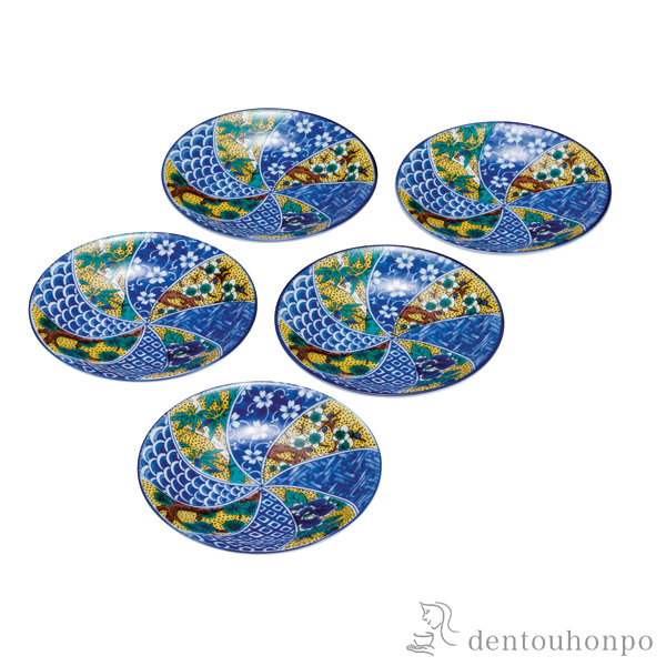 皿揃 吉田屋松竹梅 5.5号 5枚セット≪在庫確認後、通常即日で出荷≫ ( お正月 新年 和食器セット お皿 揃える 食器 和食 九谷焼 )